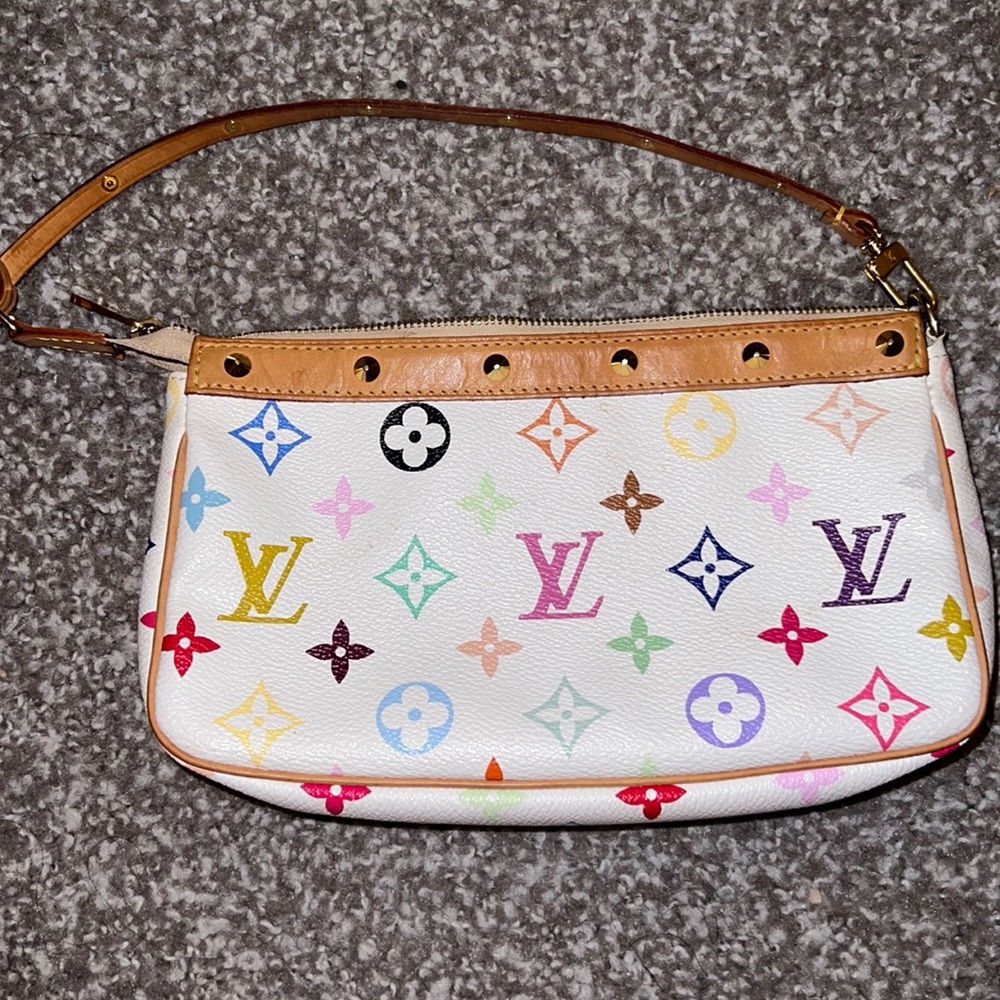 Louis Vuitton multicolor pochette white